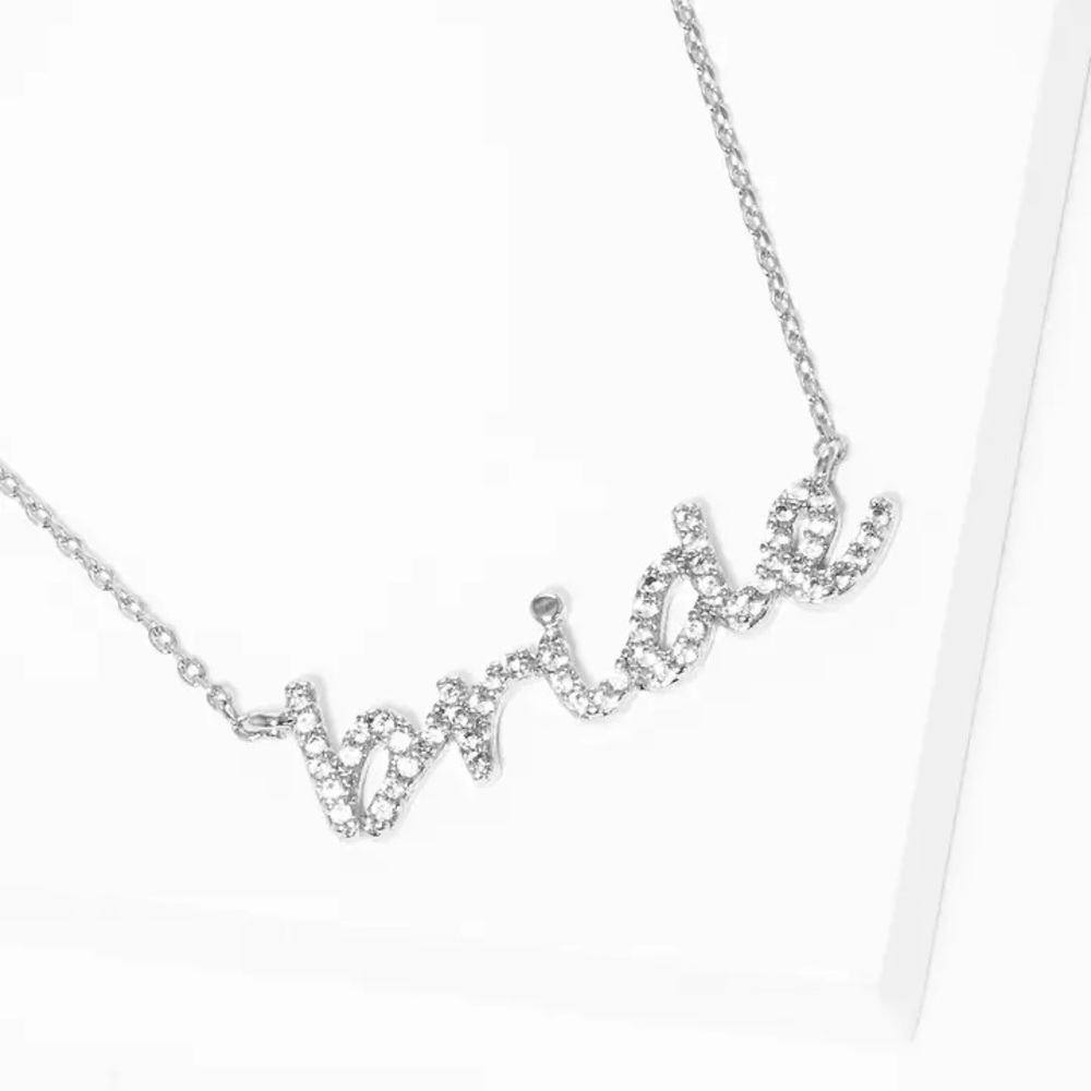 Brand New Sparkle Silver 'Bride' Necklace Adjustable
